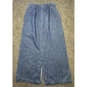 Vintage Bushwacker Skirt Womens 6 Blue Denim A-Line Maxi Pockets Made USA 26" WT